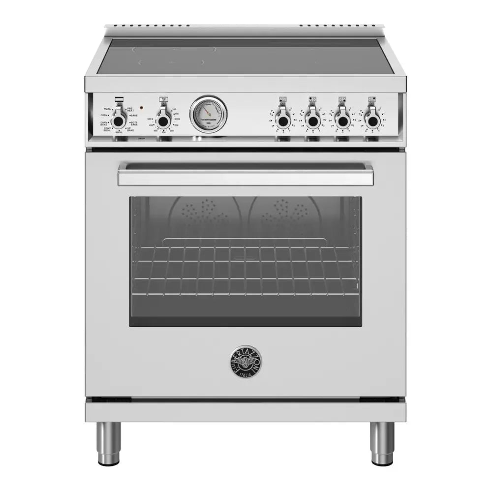 Bertazzoni Professional Series 30 inch Induction Range with 4 Elements, 4.7 cu. ft. Oven Capacity, Temperature Gauge and Dual Convection in Stainless Steel - PRO304INMXV