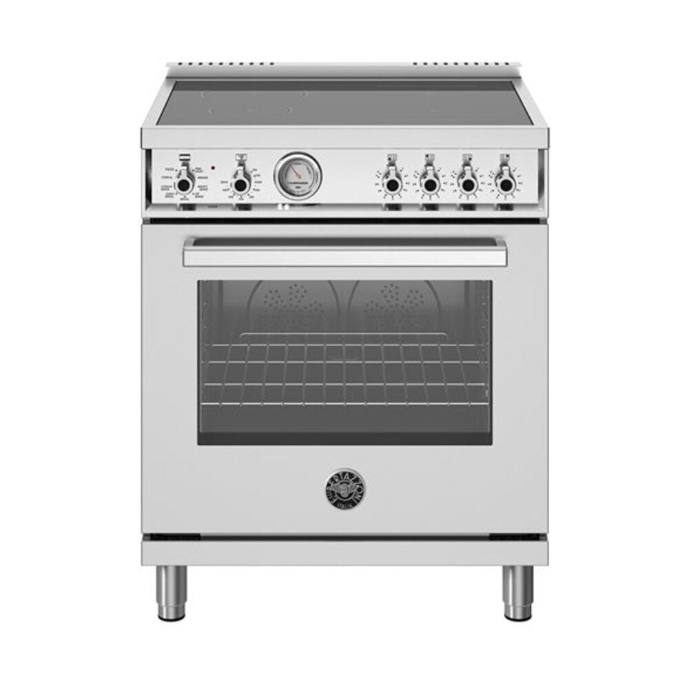 Bertazzoni Professional Series 30 inch Induction Range with 4 Elements, 4.7 cu. ft. Oven Capacity, Temperature Gauge and Dual Convection in Stainless Steel - PRO304INMXV