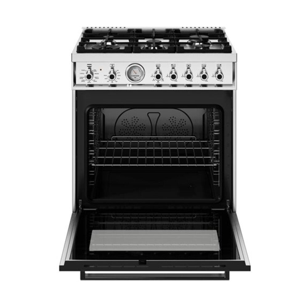 Bertazzoni Professional Series 30 inch Dual Fuel Range with 5 Burners, 4.7 cu. ft. Capacity Oven, Dual Convection and Temperature Gauge in Stainless Steel - PRO305DFMXV*