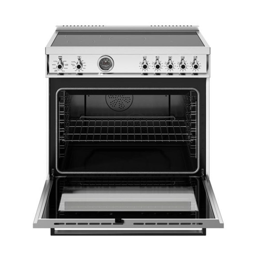 Bertazzoni Professional Series 36 inch Induction Range with 5 Elements, 5.7 cu. ft. Oven Capacity, Self-Clean, Air Fry and Cast-Iron Griddle (Bianco White) - PRO365ICFEPBIT