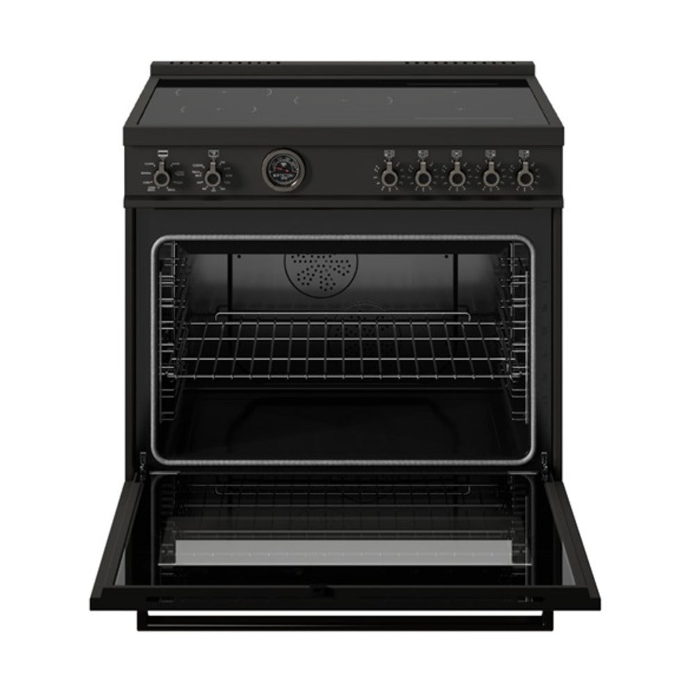 Bertazzoni Professional Series 36 inch Induction Range with 5 Elements, 5.7 cu. ft. Oven Capacity, Self-Clean, Air Fry and Cast-Iron Griddle (Carbonio) - PRO365ICFEPCAT