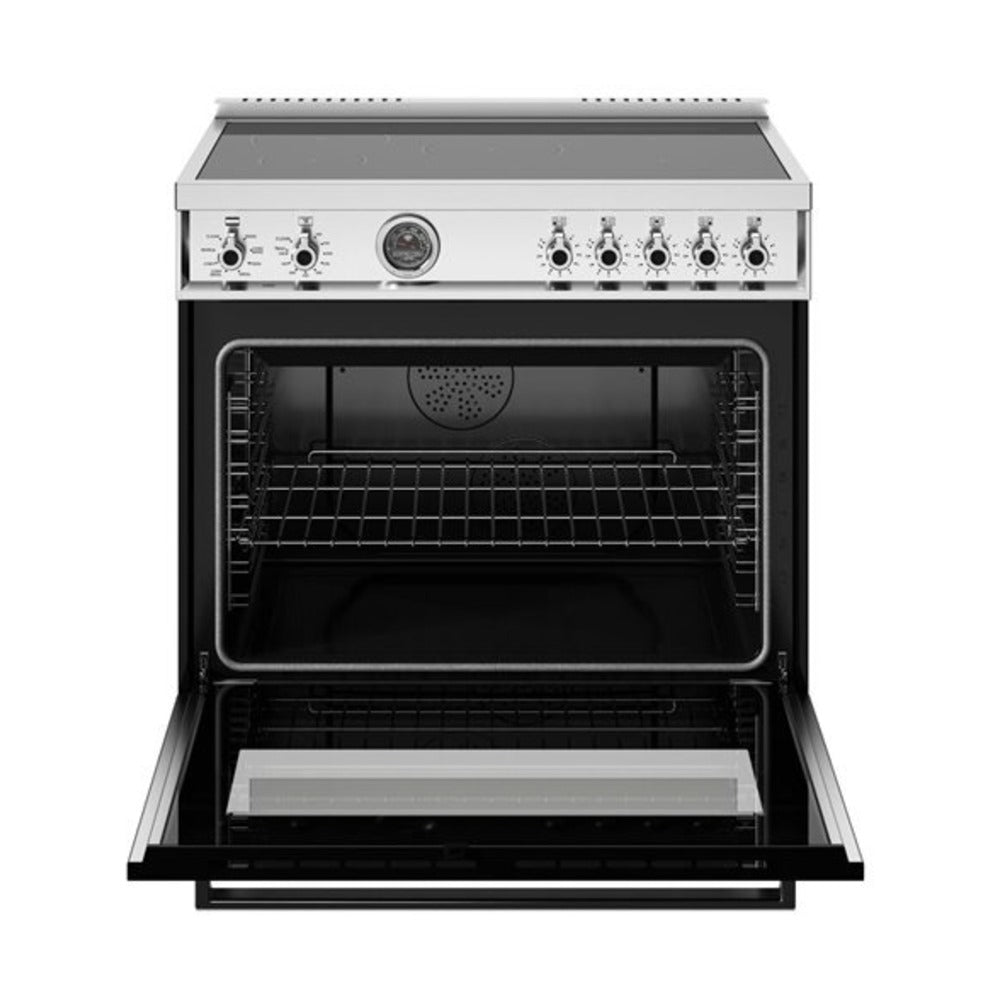 Bertazzoni Professional Series 36 inch Induction Range with 5 Elements, 5.7 cu. ft. Oven Capacity, Self-Clean, Air Fry and Cast-Iron Griddle (Nero Black) - PRO365ICFEPNET
