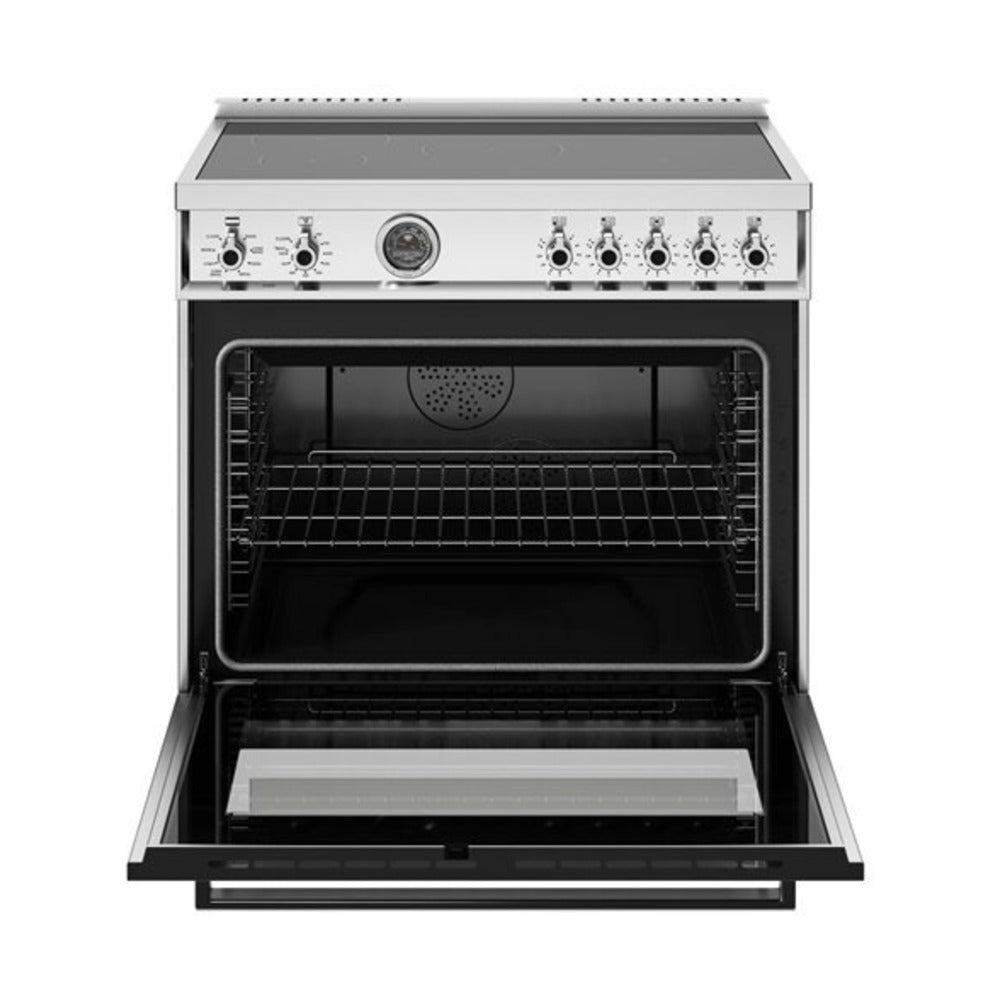 Bertazzoni Professional Series 36 inch Induction Range with 5 Elements, 5.7 cu. ft. Oven Capacity, Self-Clean, Air Fry and Cast-Iron Griddle (Stainless Steel) - PRO365ICFEPXT
