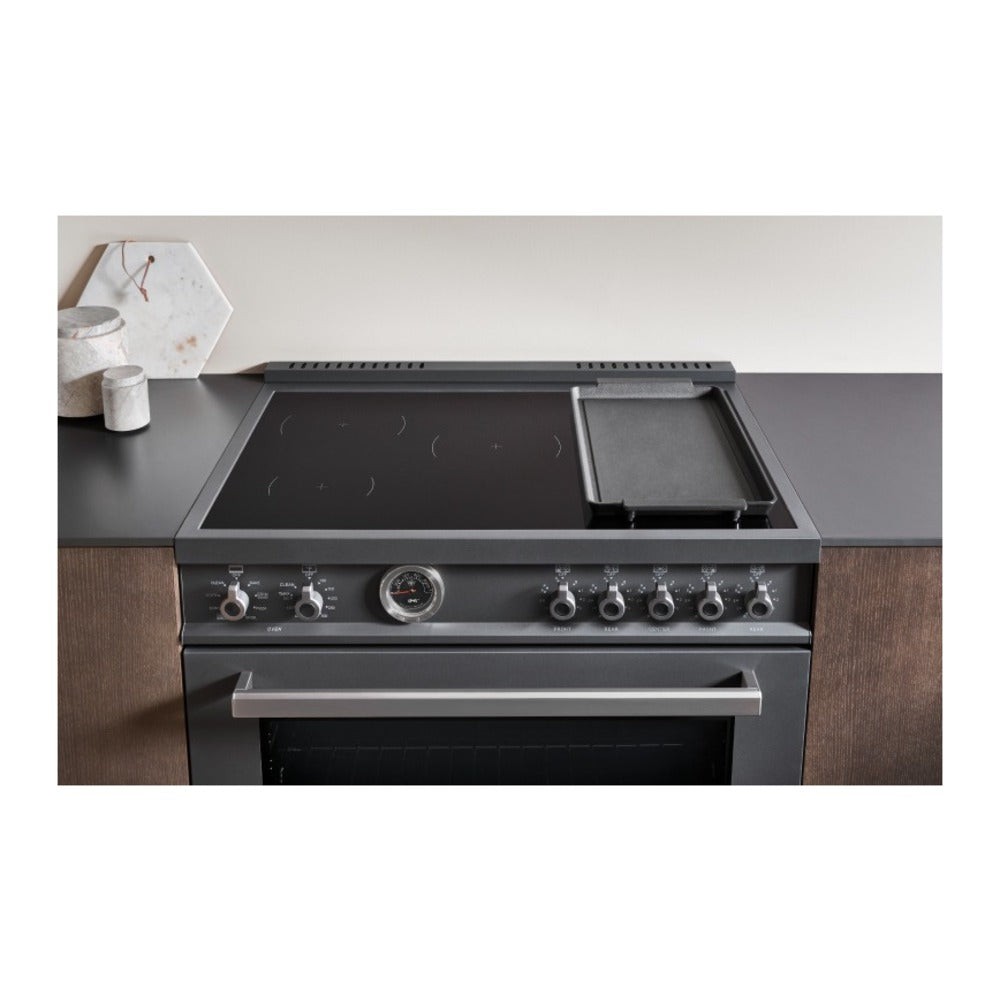 Bertazzoni Professional Series 36 inch Induction Range with 5 Elements, 5.7 cu. ft. Oven Capacity, Self-Clean, Air Fry and Cast-Iron Griddle (Rosso Red) - PRO365ICFEPROT