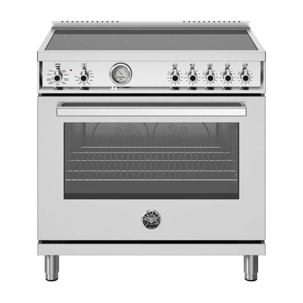Bertazzoni  Professional Series 36 inch Induction Range with 5 Elements, 5.9 cu. ft. Oven Capacity, Dual Convection and Bridge Zone in Stainless Steel - PRO365INMXV
