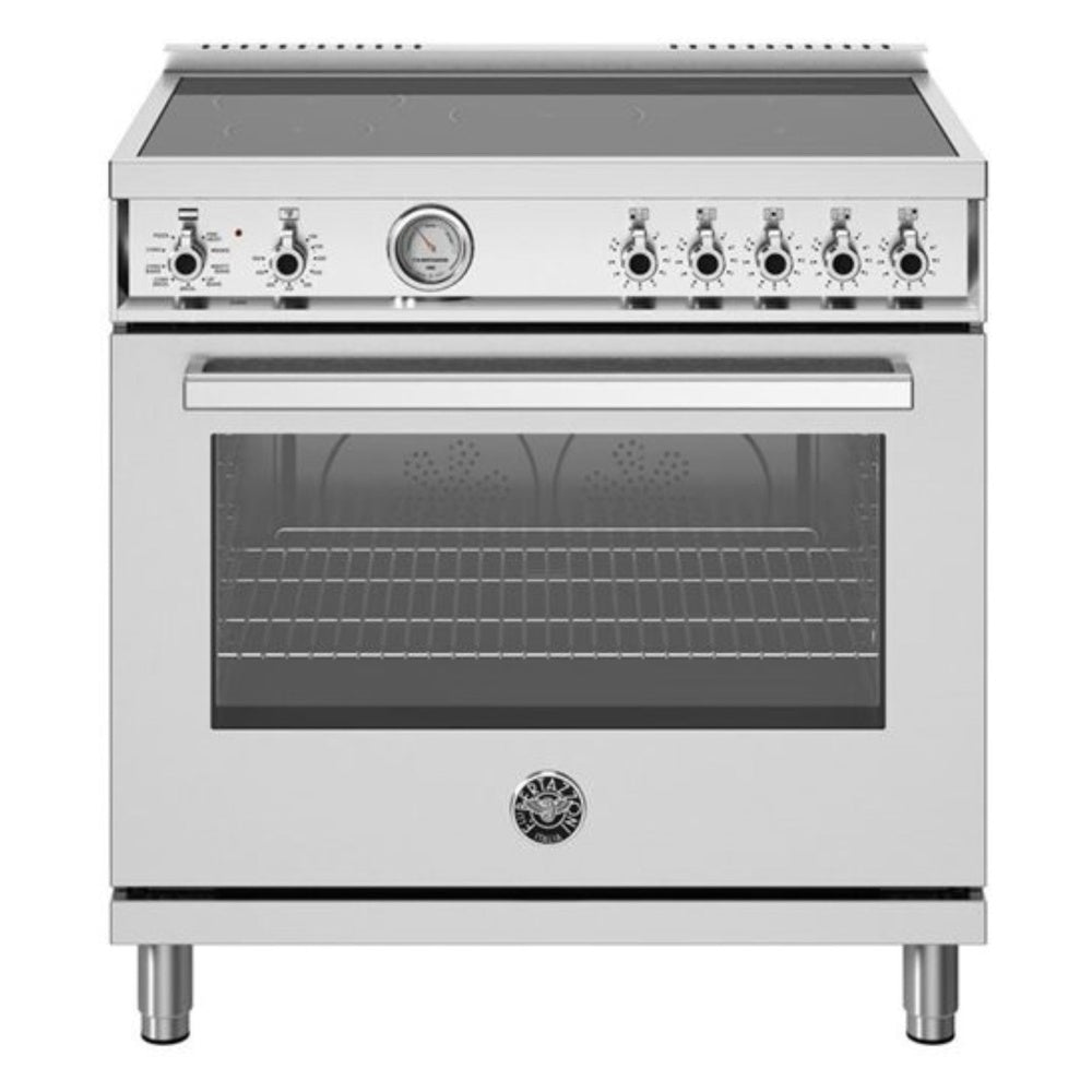 Bertazzoni  Professional Series 36 inch Induction Range with 5 Elements, 5.9 cu. ft. Oven Capacity, Dual Convection and Bridge Zone in Stainless Steel - PRO365INMXV