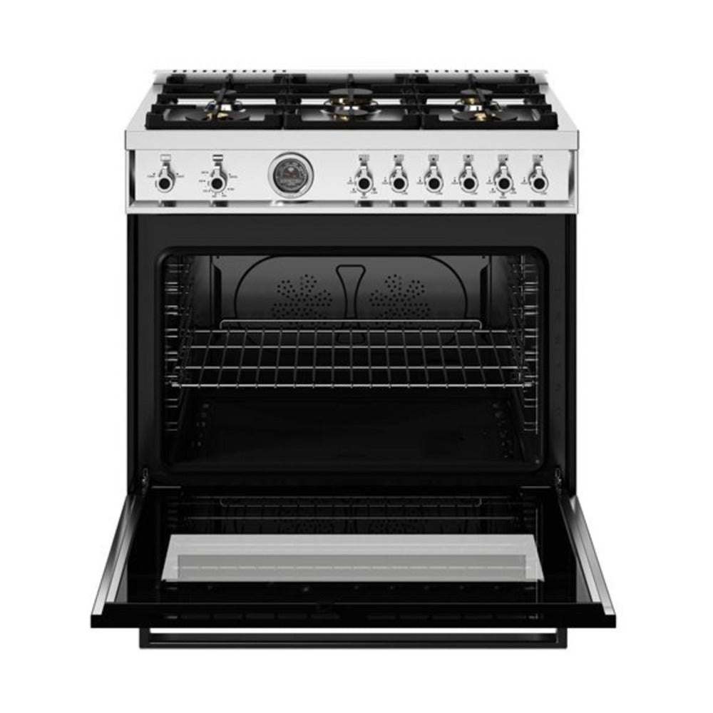 Bertazzoni Professional Series 36 inch Freestanding Gas Range with 6 Brass Burners, 5.9 cu. ft. Oven Capacity (Nero Blac) - PRO366BCFGMNET*