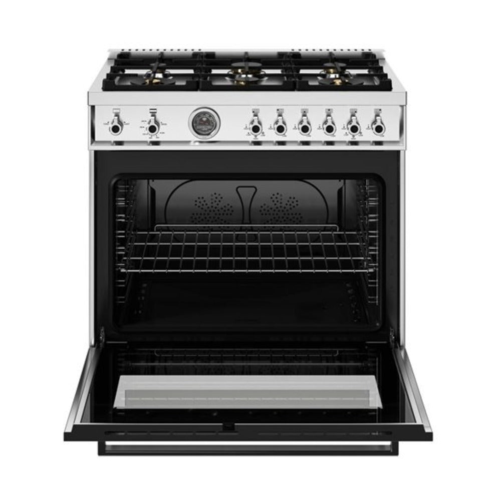 Bertazzoni Professional Series 36 inch Freestanding Gas Range with 6 Brass Burners, 5.9 cu. ft. Oven Capacity (Stainless Steel) - PRO366BCFGMXT*