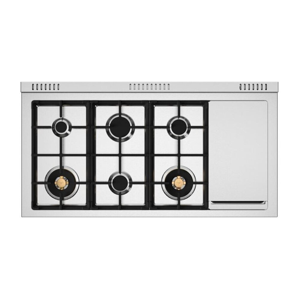 Bertazzoni Professional Series 48 inch Gas Range with 6 Brass Burners, Electric Griddle, 7.1 cu. ft. Total Oven Capacity and Dual Convection (Giallo Yellow) - PRO486BTFGMGIT*