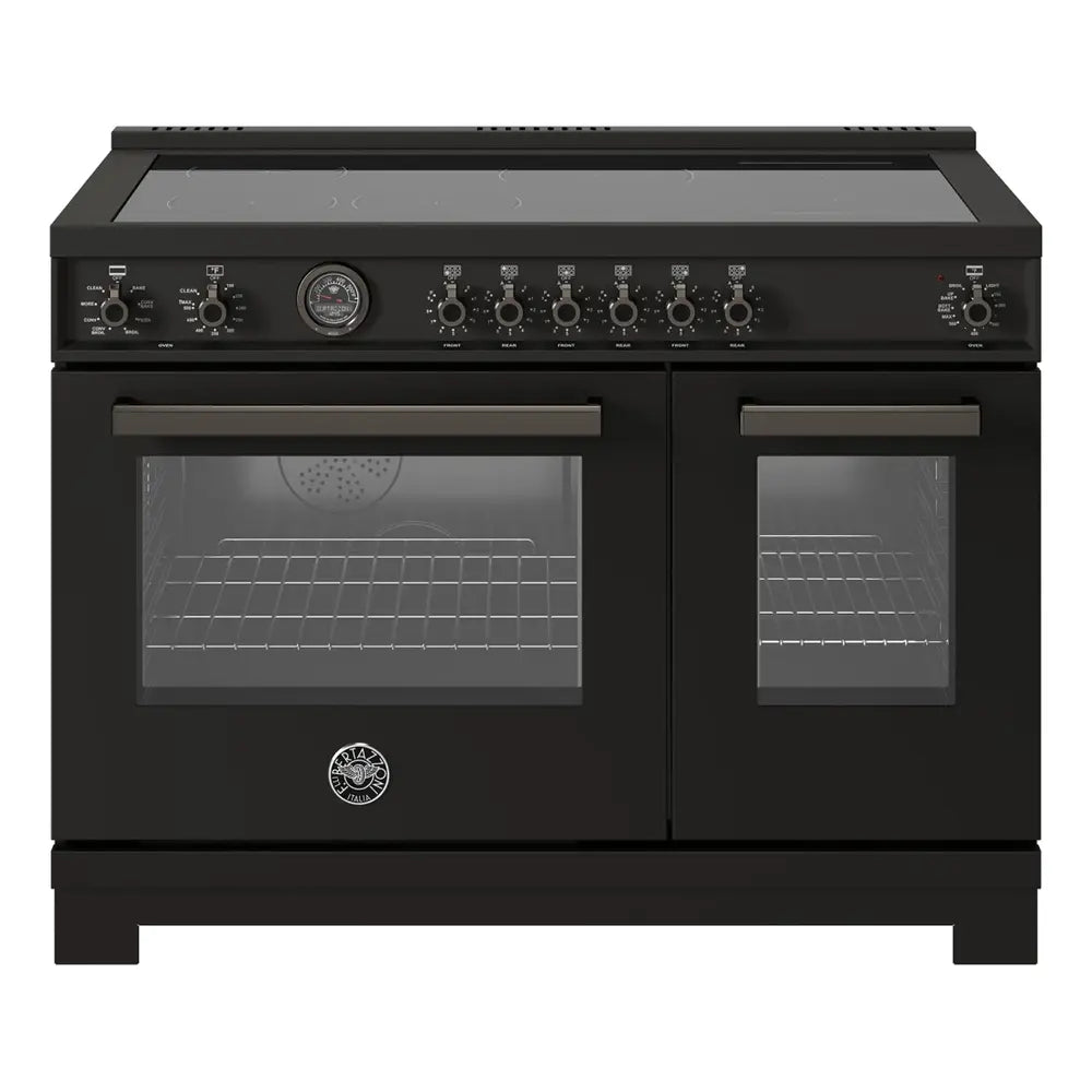 Bertazzoni Professional Series 48 inch Induction Range with 6 Elements, 7 cu. ft. Total Oven Capacity, Self-Clean and Cast-Iron Griddle (Carbonio) - PRO486IGFEPCAT