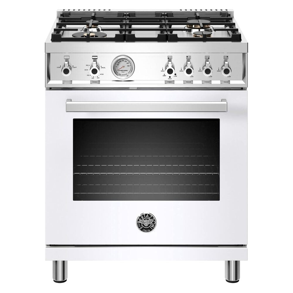 Bertazzoni Professional Series 30 inch Freestanding Gas Range with 4 Brass Burners, 4.7 cu. ft. Oven Capacity (Bianco) - PROF304GASBIT