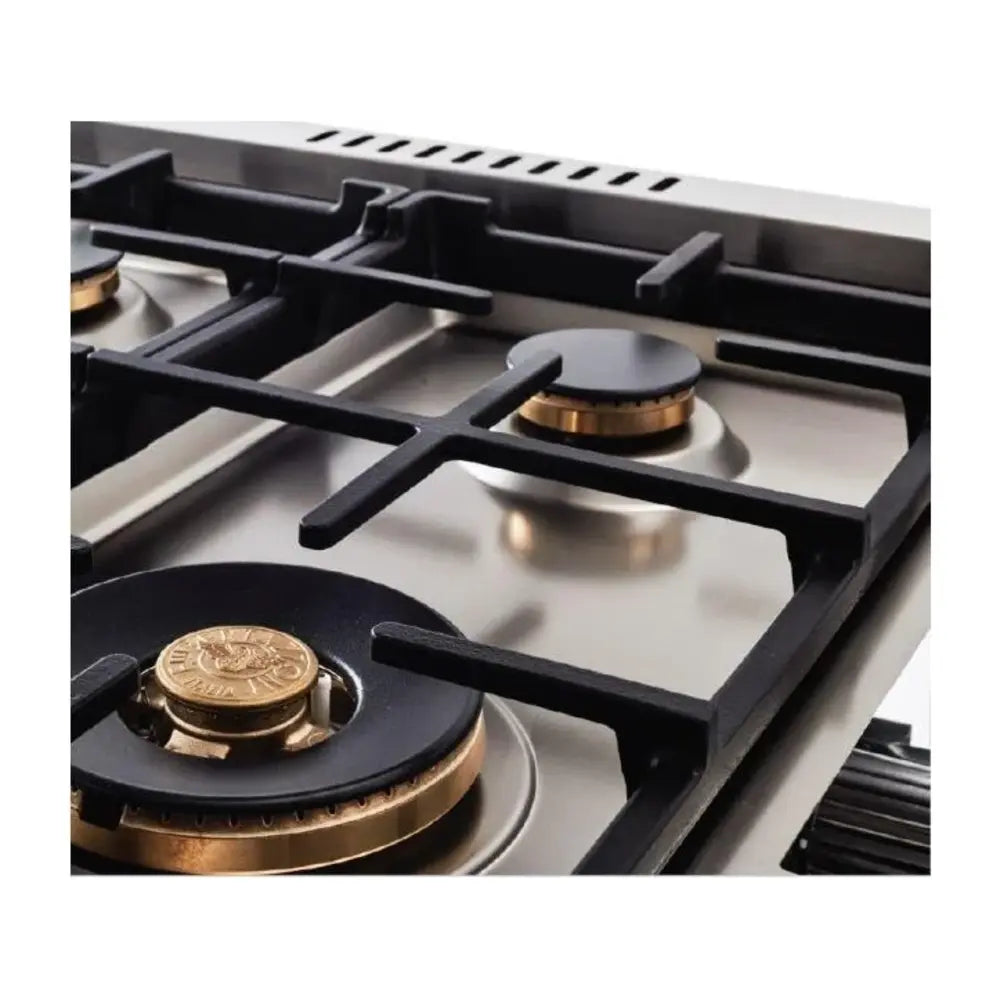 Bertazzoni 48 inch Professional Series All-Gas Range with 6 Brass Burners, Griddle, 4.7 + 2.4 cu. ft. Capacity, Elegant Temperature Gauge, Dual Convection Fans, in Stainless Steel - PROF486GGASXT*
