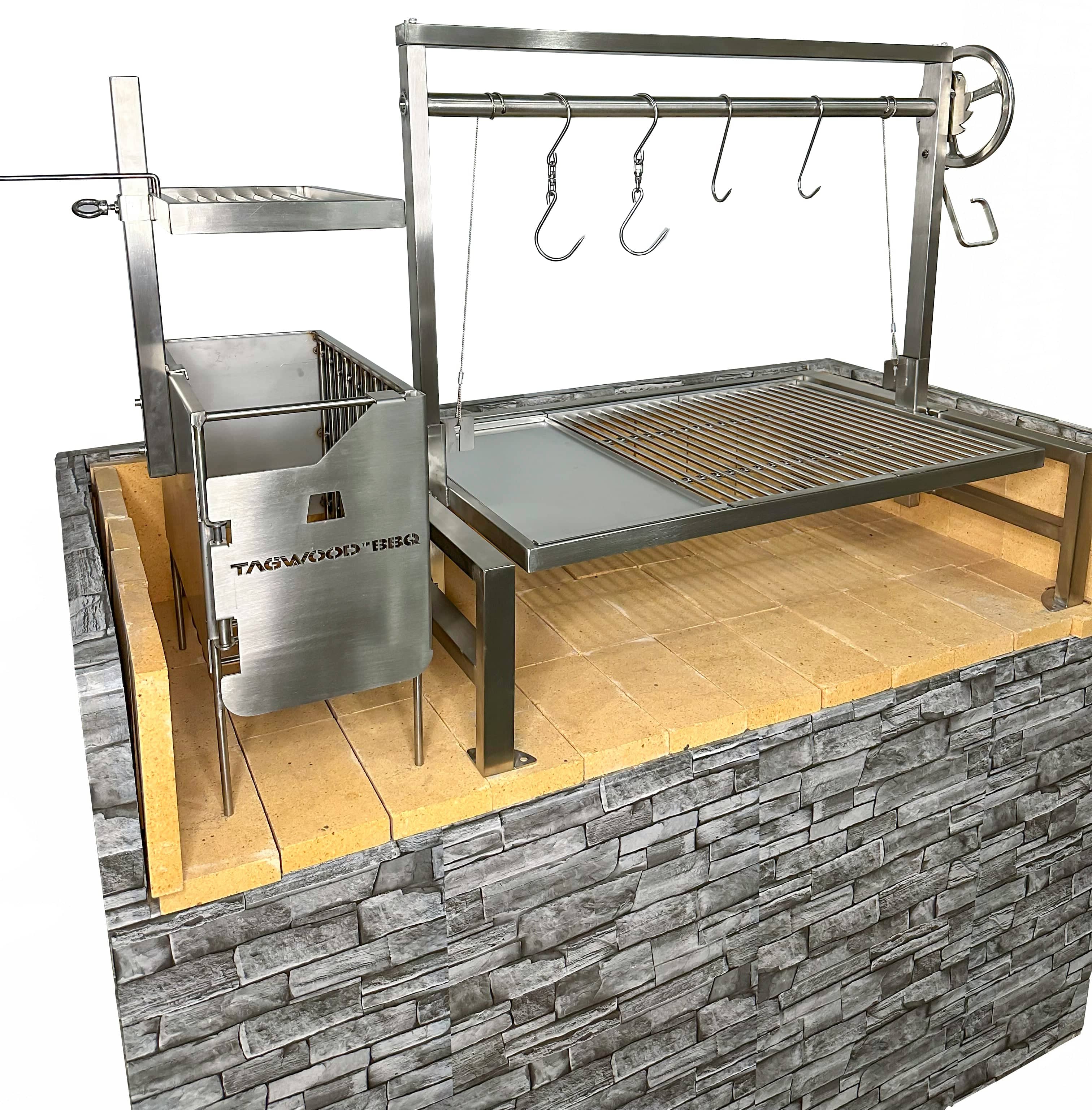 Tagwood BBQ Insert Style Argentine Santa Maria Wood Fire & Charcoal Gaucho Grill without firebricks | BBQ09SS -