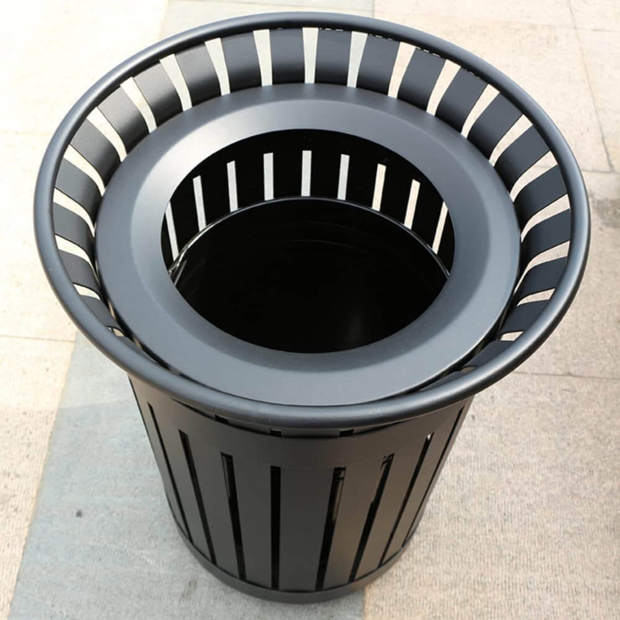 Premium Heavy-Duty Extra Large Outdoor Commercial Metal Slat Garbage Trash Can