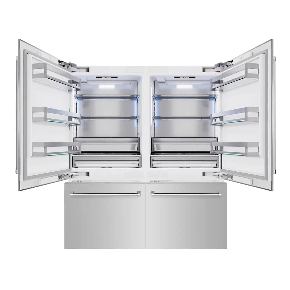 ZLINE 72" Built-In French Door Refrigerator with 39.6 cu. ft. Capacity, Internal Water Dispenser and Flex Drawers in Stainless Steel