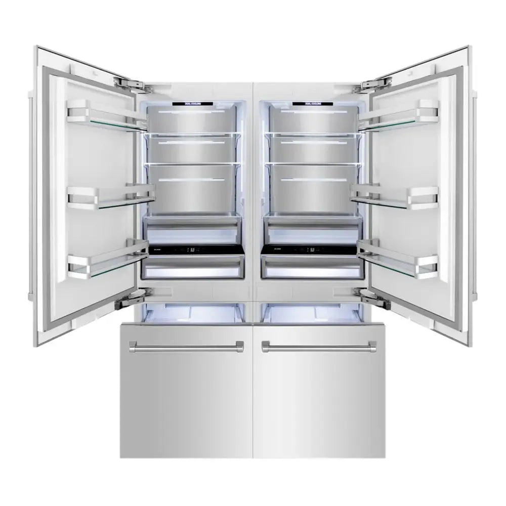 ZLINE 60" Built-In French Door Refrigerator with 32.2 cu. ft. Capacity, Flex Drawers,