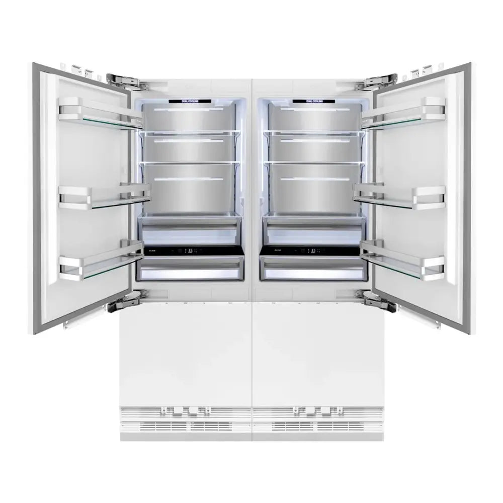 ZLINE 60" Built-In French Door Refrigerator with 32.2 cu. ft. Capacity, Flex Drawers,