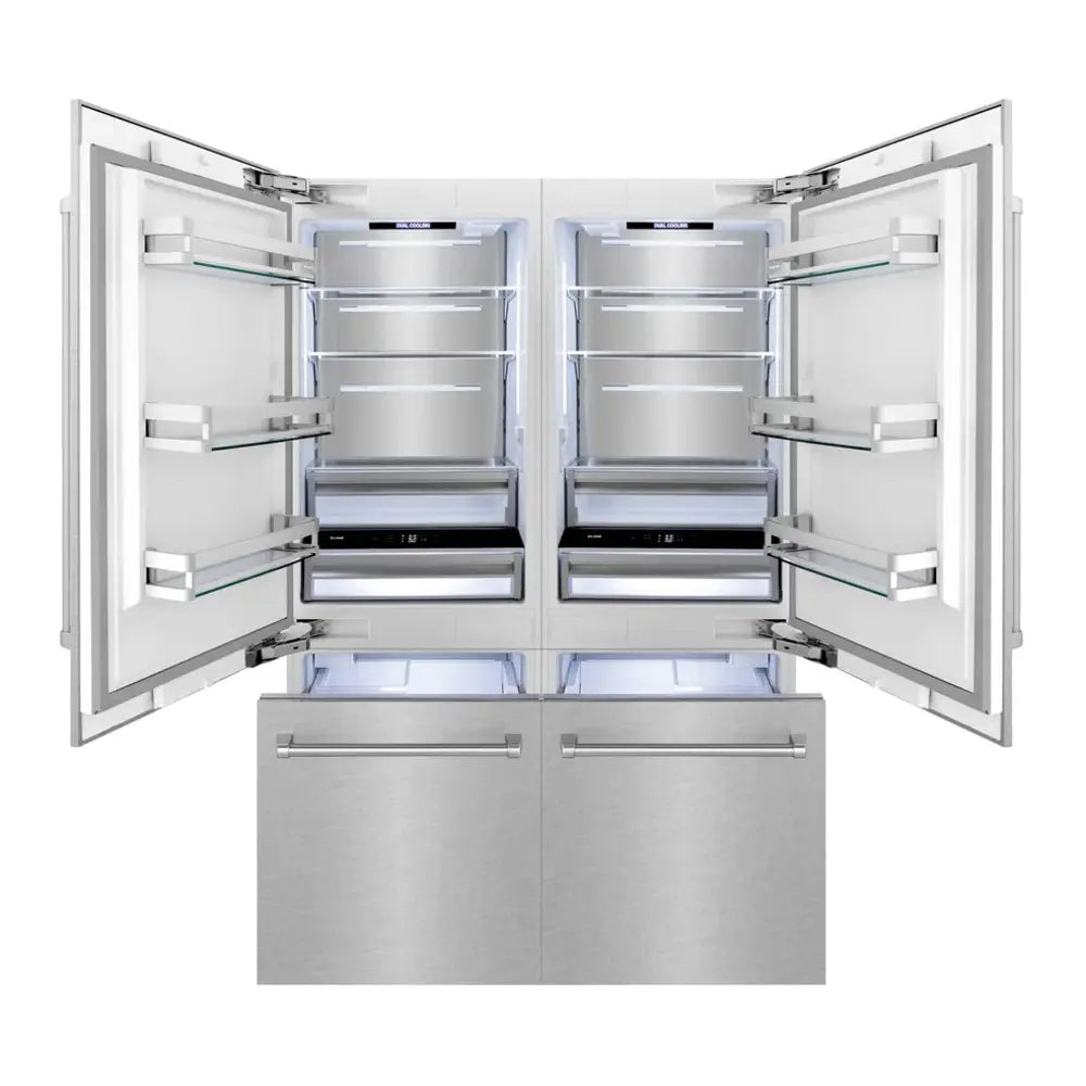 ZLINE 60" Built-In French Door Refrigerator with 32.2 cu. ft. Capacity, Flex Drawers,
