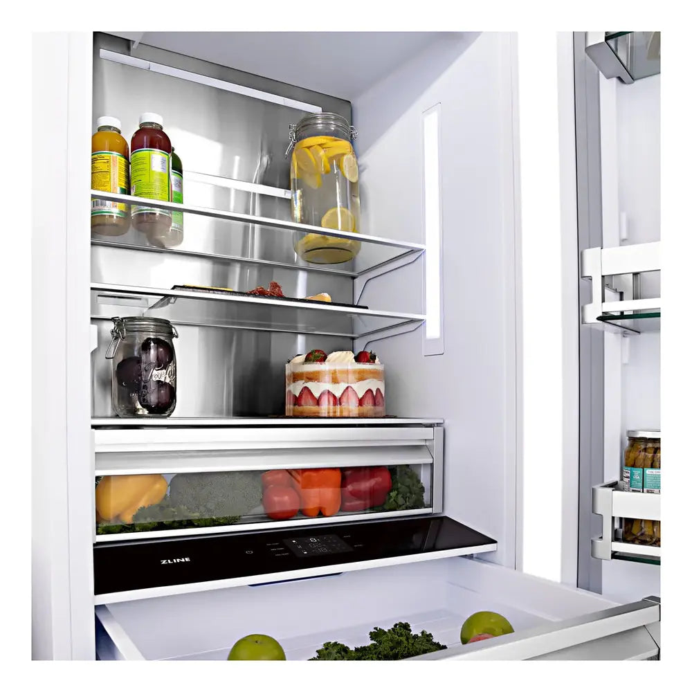 ZLINE 60" Built-In French Door Refrigerator with 32.2 cu. ft. Capacity, Flex Drawers,