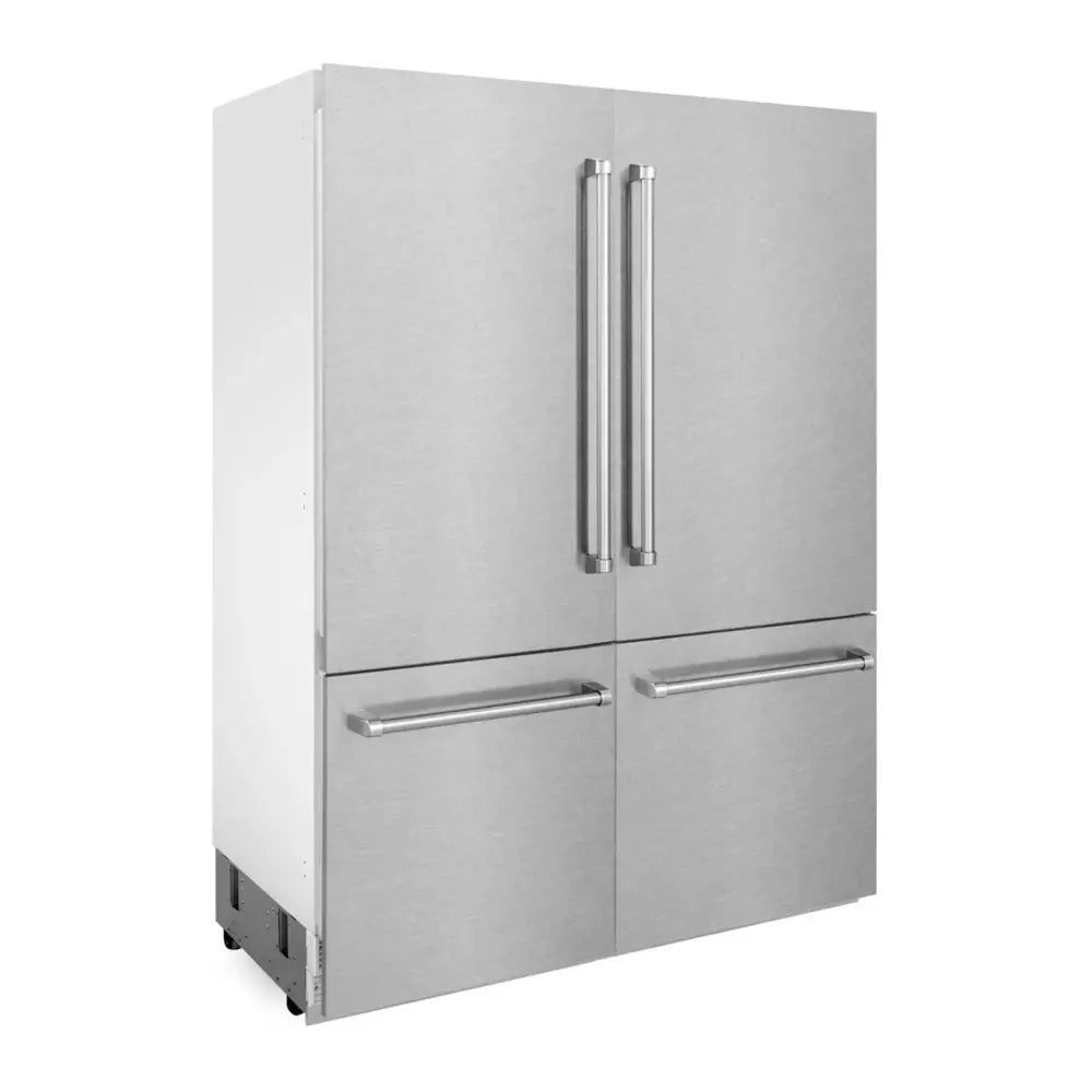 ZLINE 60" Built-In French Door Refrigerator with 32.2 cu. ft. Capacity, Flex Drawers,