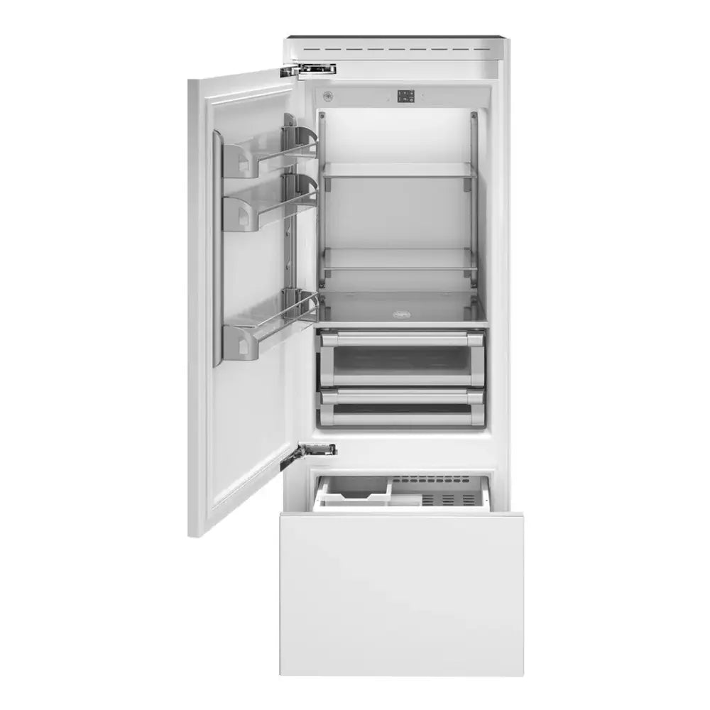 Bertazzoni 30 inch Built-In Bottom Mount Refrigerator with 15.5 cu. ft. Total Capacity, Automatic Ice Maker, Energy Star, in Panel Ready - REF30BMBIP*