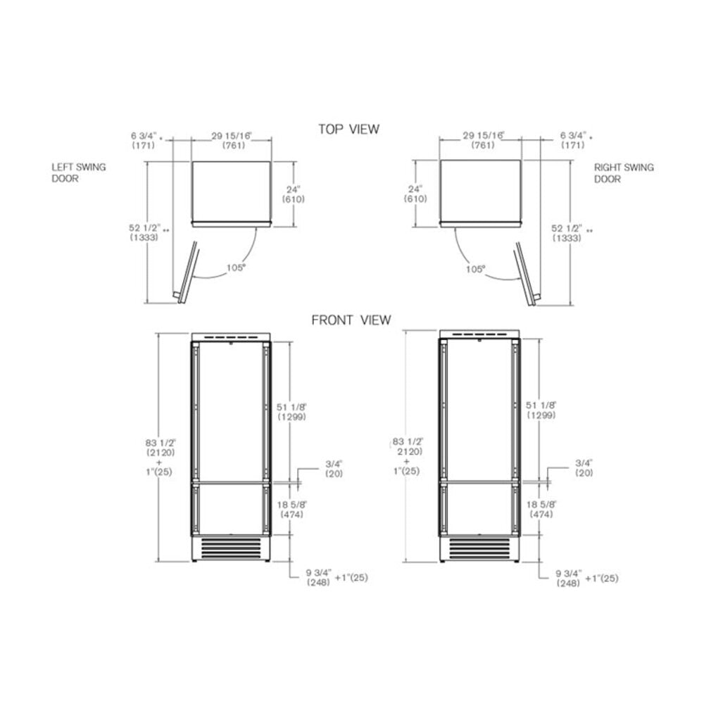 Bertazzoni 30 inch Built-In Bottom Mount Refrigerator with 15.5 cu. ft. Total Capacity, Automatic Ice Maker, Energy Star, in Panel Ready - REF30BMBIP*