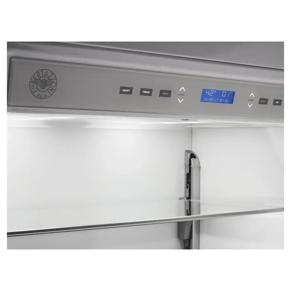 Bertazzoni 30 inch Built-In Bottom Freezer Refrigerator with 14 cu. ft. Capacity, Ice Maker, White Aluminum Interior, Left Hinge, in Panel Ready - REF30PRL