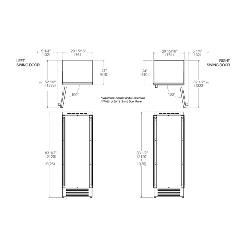 Bertazzoni 30 inch Built-In Column Refrigerator with 17.4 cu. ft. Capacity, White Aluminum Interior, Intuitive Digital Touch Controls, Variable Speed Compressor, in Panel Ready - REF30RCPR*