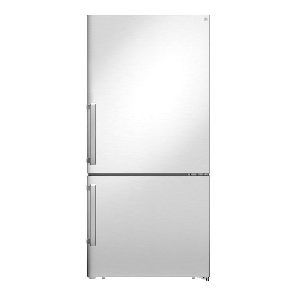 Bertazzoni 31 inch Bottom Freezer Refrigerator with 17.8 cu. ft. Capacity, LED Lighting, Door Alarm, LED Touch Interface, Counter Depth Design, Reversible Doors, in Stainless Steel  - REF31BMFXNV