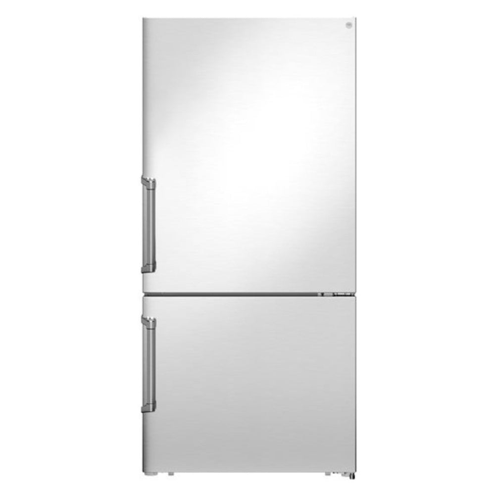 Bertazzoni 31 inch Bottom Freezer Refrigerator with 17.8 cu. ft. Capacity, LED Lighting, Door Alarm, LED Touch Interface, Counter Depth Design, Reversible Doors, in Stainless Steel  - REF31BMFXNV