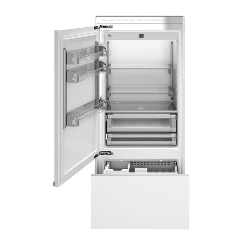 Bertazzoni 36 inch Bottom Mount Refrigerator with 19.6 cu. ft. Capacity, Ice Maker, Energy Star, in Panel Ready - REF36BMBIP*