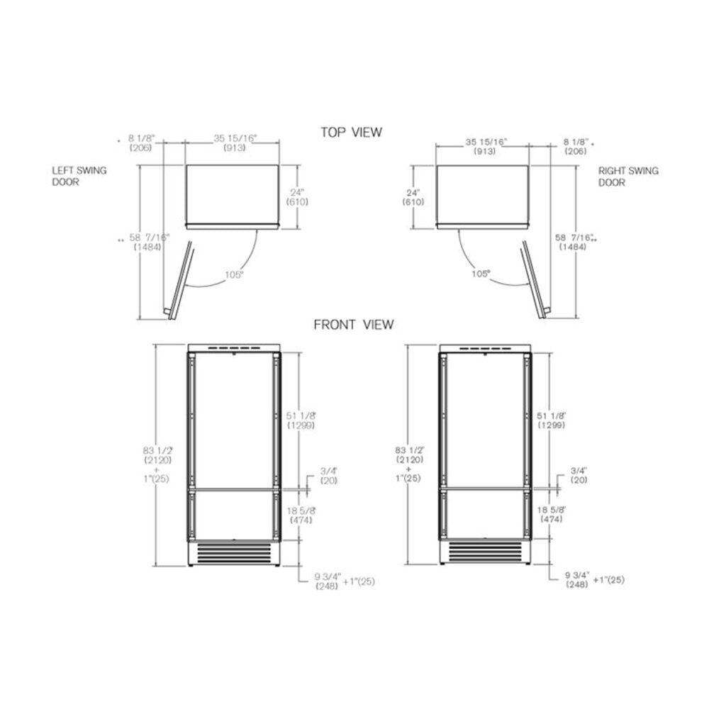 Bertazzoni 36 inch Bottom Mount Refrigerator with 19.6 cu. ft. Capacity, Ice Maker, Energy Star, in Panel Ready - REF36BMBIP*