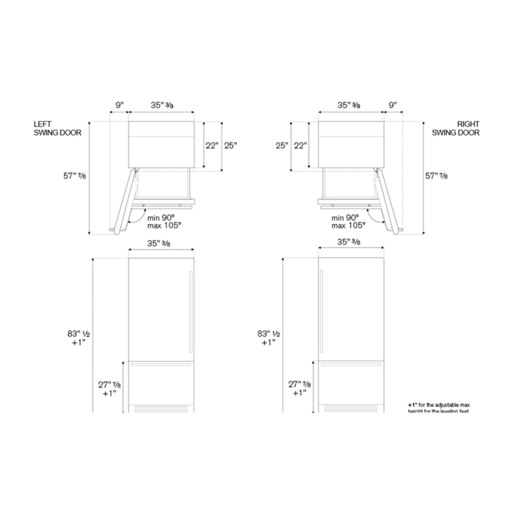 Bertazzoni 36 inch Built-In Bottom Mount Refrigerator with 19.6 cu. ft. Total Capacity, LED Lighting, Automatic Ice Maker, and Energy Star Rated, in Stainless Steel - REF36BMBIX*