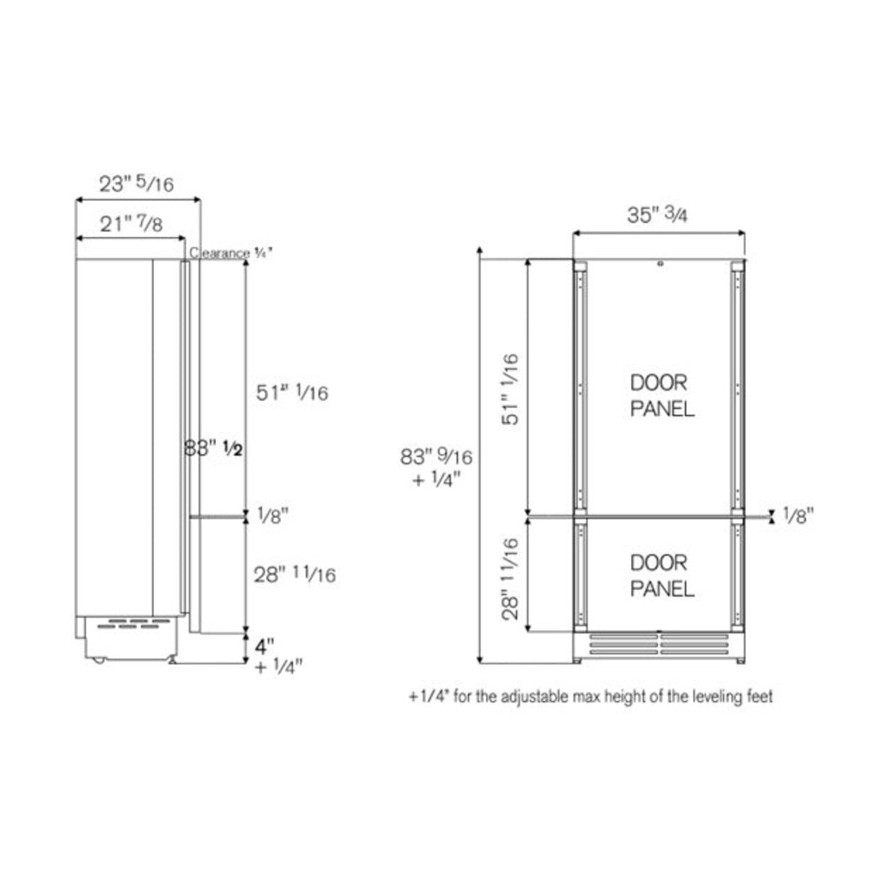 Bertazzoni 36 inch Built-In Bottom Mount Refrigerator with 19.8 cu. ft. Capacity, Internal Water Dispenser, in Panel Ready  - REF36BMBZPNV*