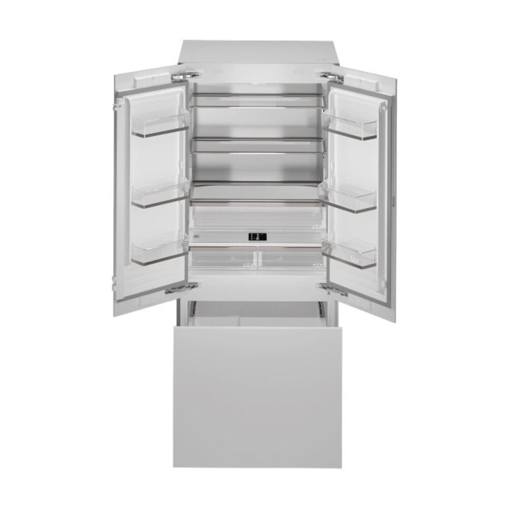 Bertazzoni 36 inch Professional Series Built-In French Door Refrigerator with 19.6 cu. ft. Capacity, Fresco Drawer, Dual Cooling Shield System, Internal Water Dispenser and Automatic Ice Maker in Panel Ready - REF36FDBZPNV24