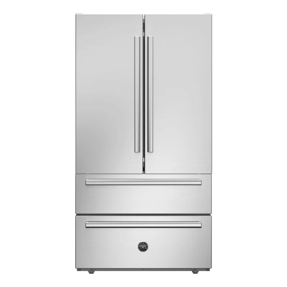 Bertazzoni 36 inch Freestanding French Door Refrigerator with 21.6 cu. ft. Capacity, LED Lights, Quick Freeze in Stainless Steel - REF36FDFIXNV