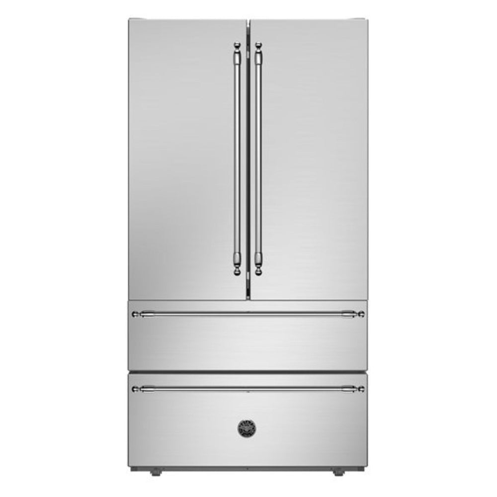 Bertazzoni 36 inch Freestanding French Door Refrigerator with 21.6 cu. ft. Capacity, LED Lights, Quick Freeze in Stainless Steel - REF36FDFIXNV
