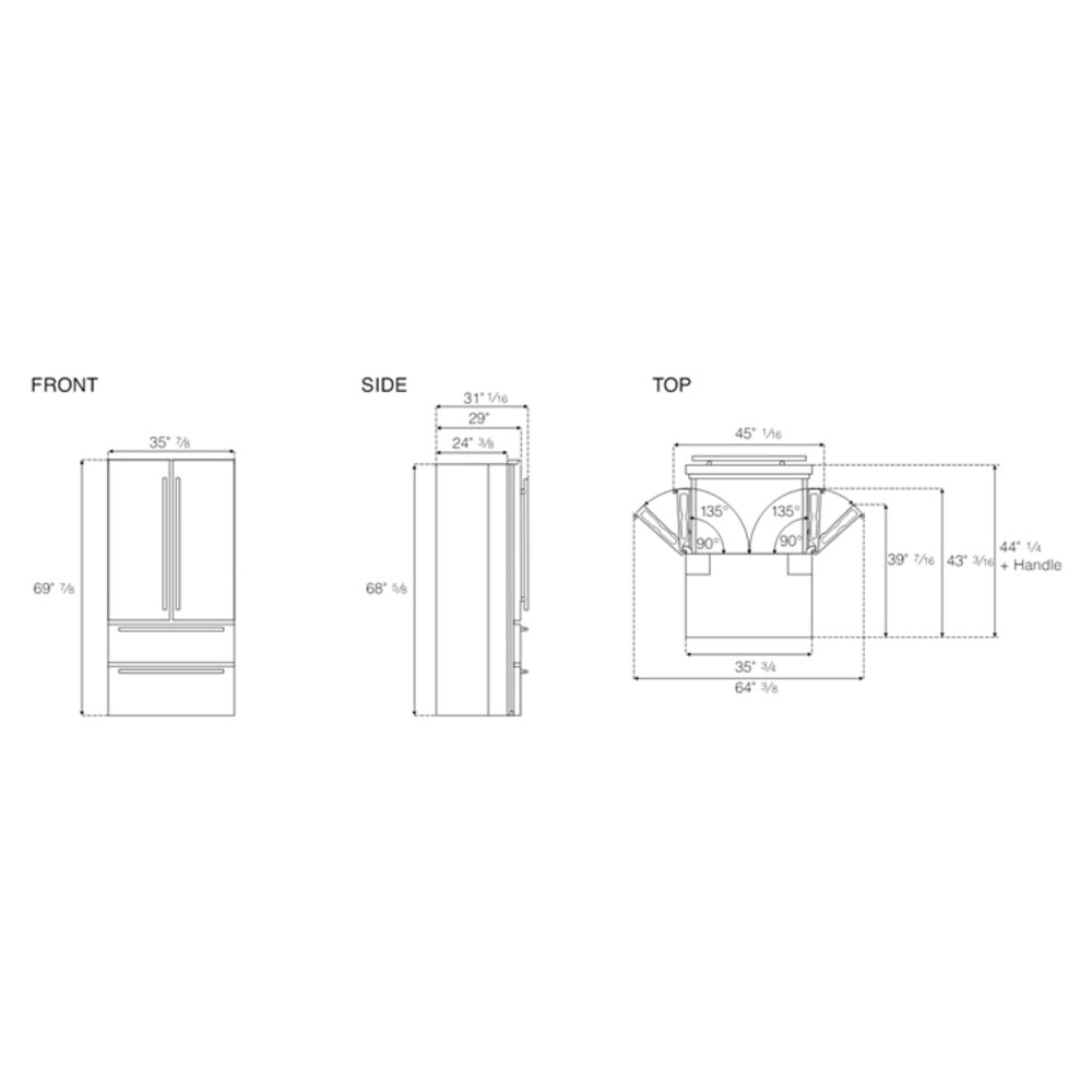 Bertazzoni 36 inch Freestanding French Door Refrigerator with 21.6 cu. ft. Capacity, LED Lights, Quick Freeze in Stainless Steel - REF36FDFIXNV