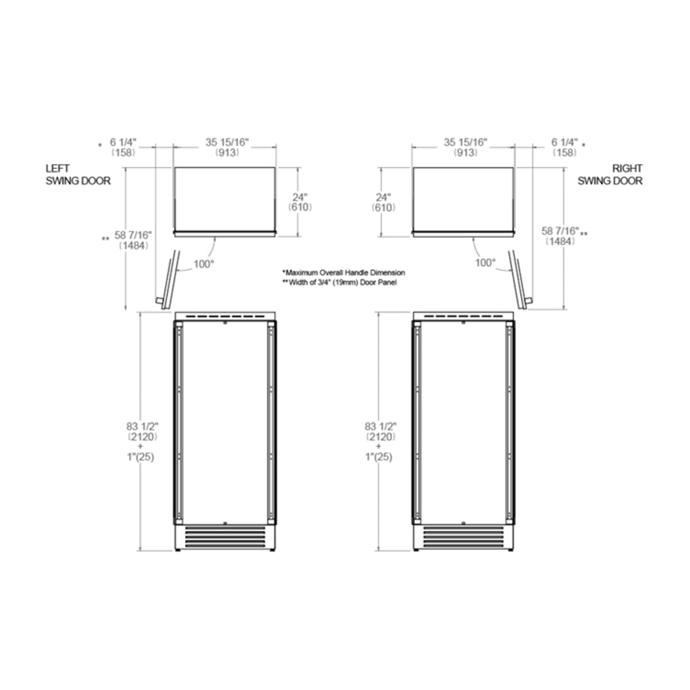 Bertazzoni  36 inch Built-In Column Refrigerator with 21.5 cu. ft. Capacity, White Aluminum Interior, Intuitive Digital Touch Controls, Variable Speed Compressor, in Panel Ready  - REF36RCPR*