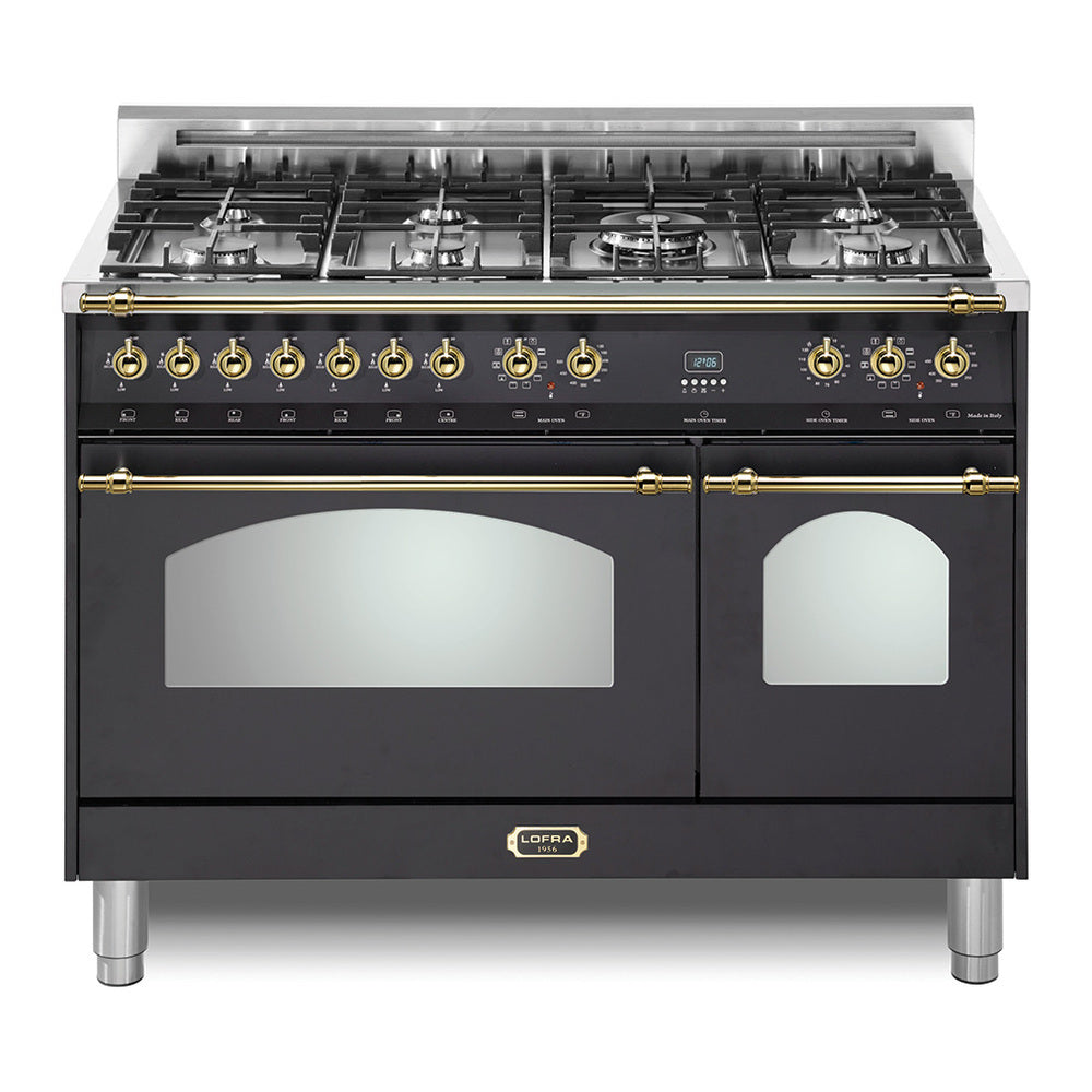 Lofra 48" Dolcevita Series Freestanding Dual Fuel Range with 7 Sealed Brass Burners, 4.27 cu. ft. Total Oven Capacity and True European Convection