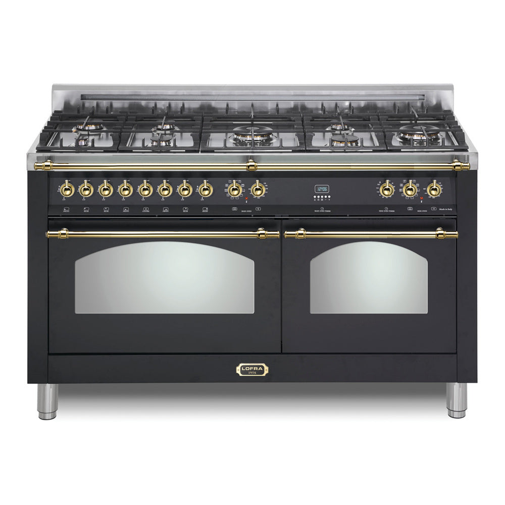 Lofra 60" Dolcevita Series Freestanding Dual Fuel Range with 8 Sealed Brass Burners, 4.92 cu. ft. Total Oven Capacity and True European Convection