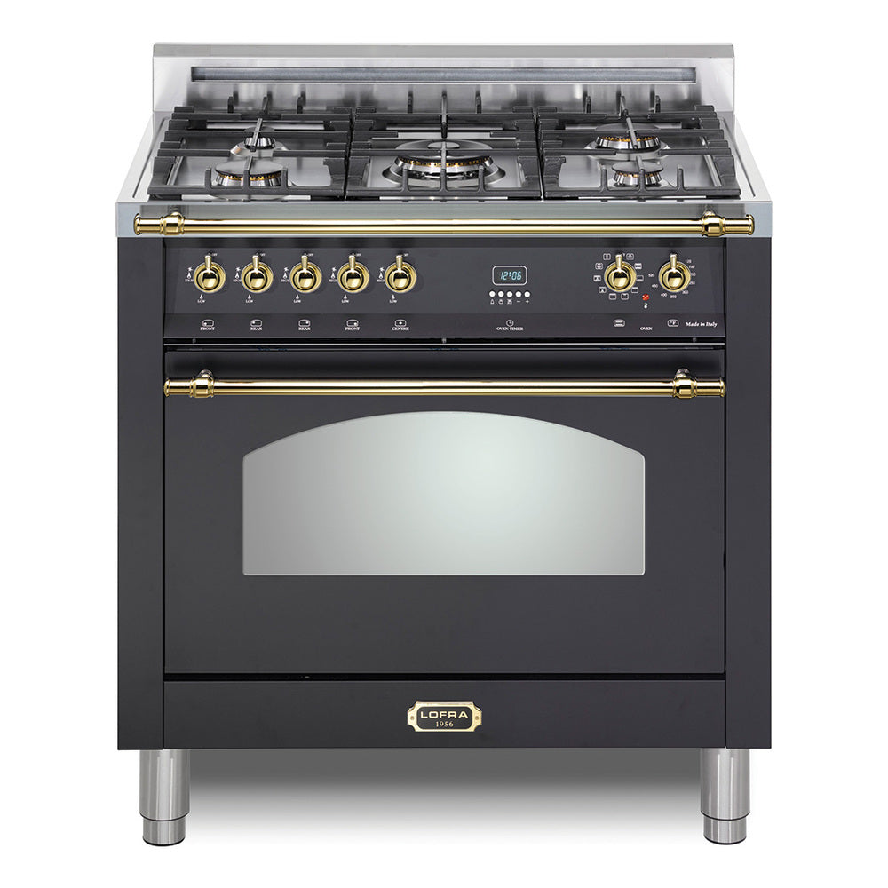 Lofra 36" Dolcevita Series Freestanding Dual Fuel Range with 5 Sealed Brass Burners, 3 cu. ft. Oven Capacity and True European Convection