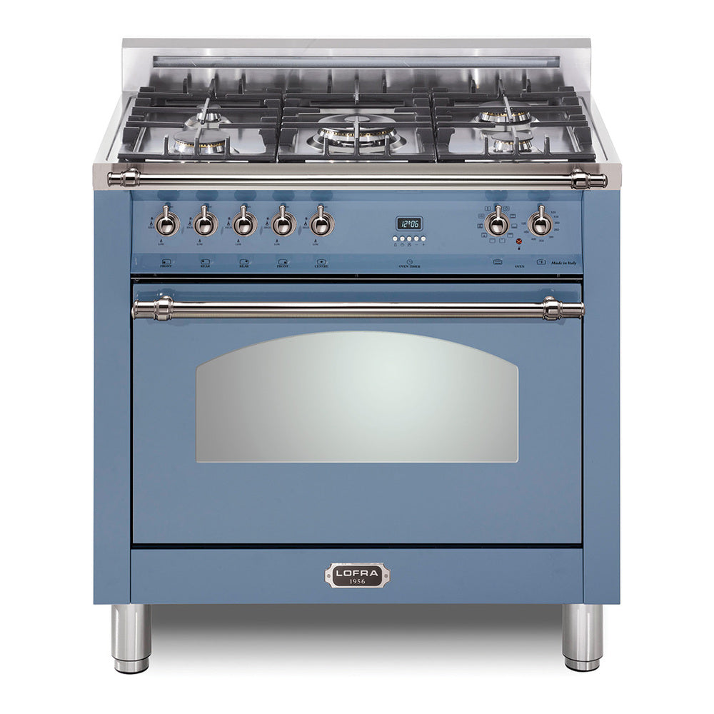 Lofra 36" Dolcevita Series Freestanding Dual Fuel Range with 5 Sealed Brass Burners, 3 cu. ft. Oven Capacity and True European Convection
