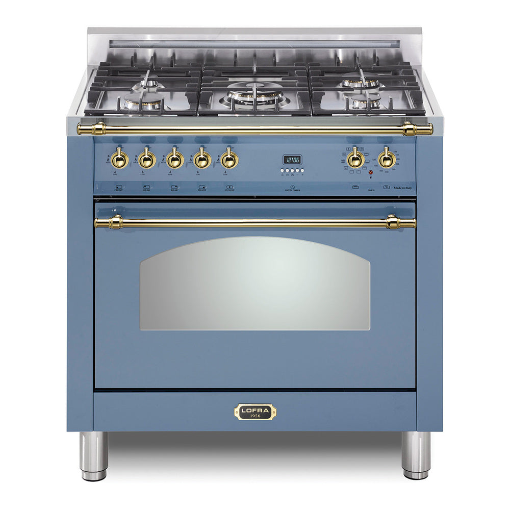 Lofra 36" Dolcevita Series Freestanding Dual Fuel Range with 5 Sealed Brass Burners, 3 cu. ft. Oven Capacity and True European Convection