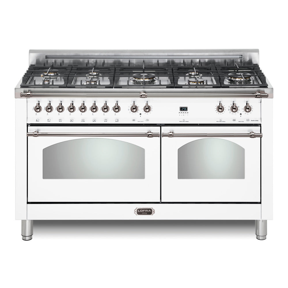 Lofra 60" Dolcevita Series Freestanding Dual Fuel Range with 8 Sealed Brass Burners, 4.92 cu. ft. Total Oven Capacity and True European Convection