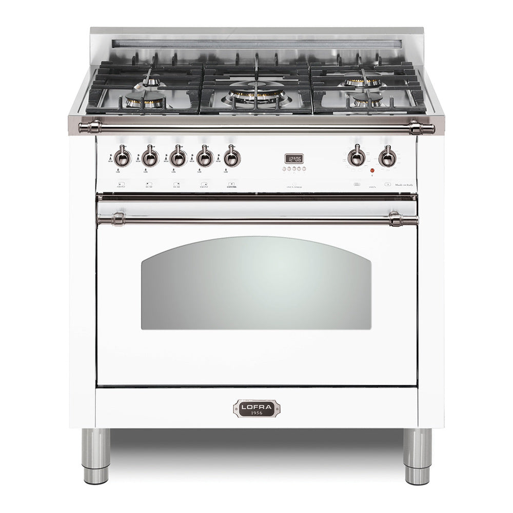 Lofra 36" Dolcevita Series Freestanding Dual Fuel Range with 5 Sealed Brass Burners, 3 cu. ft. Oven Capacity and True European Convection
