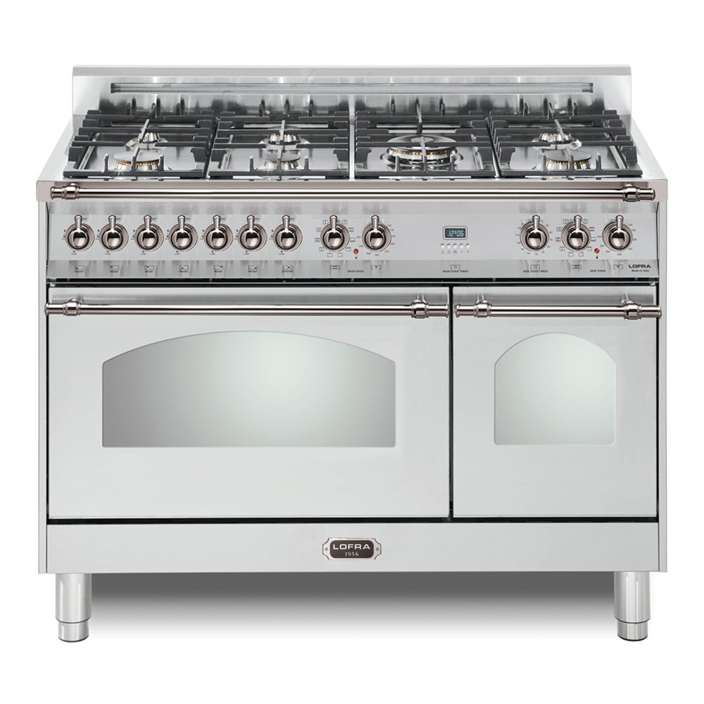 Lofra 48" Dolcevita Series Freestanding Dual Fuel Range with 7 Sealed Brass Burners, 4.27 cu. ft. Total Oven Capacity and True European Convection