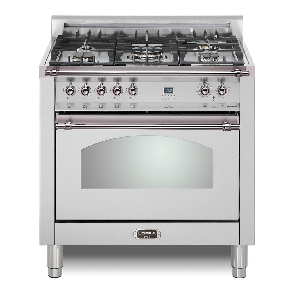 Lofra 36" Dolcevita Series Freestanding Dual Fuel Range with 5 Sealed Brass Burners, 3 cu. ft. Oven Capacity and True European Convection