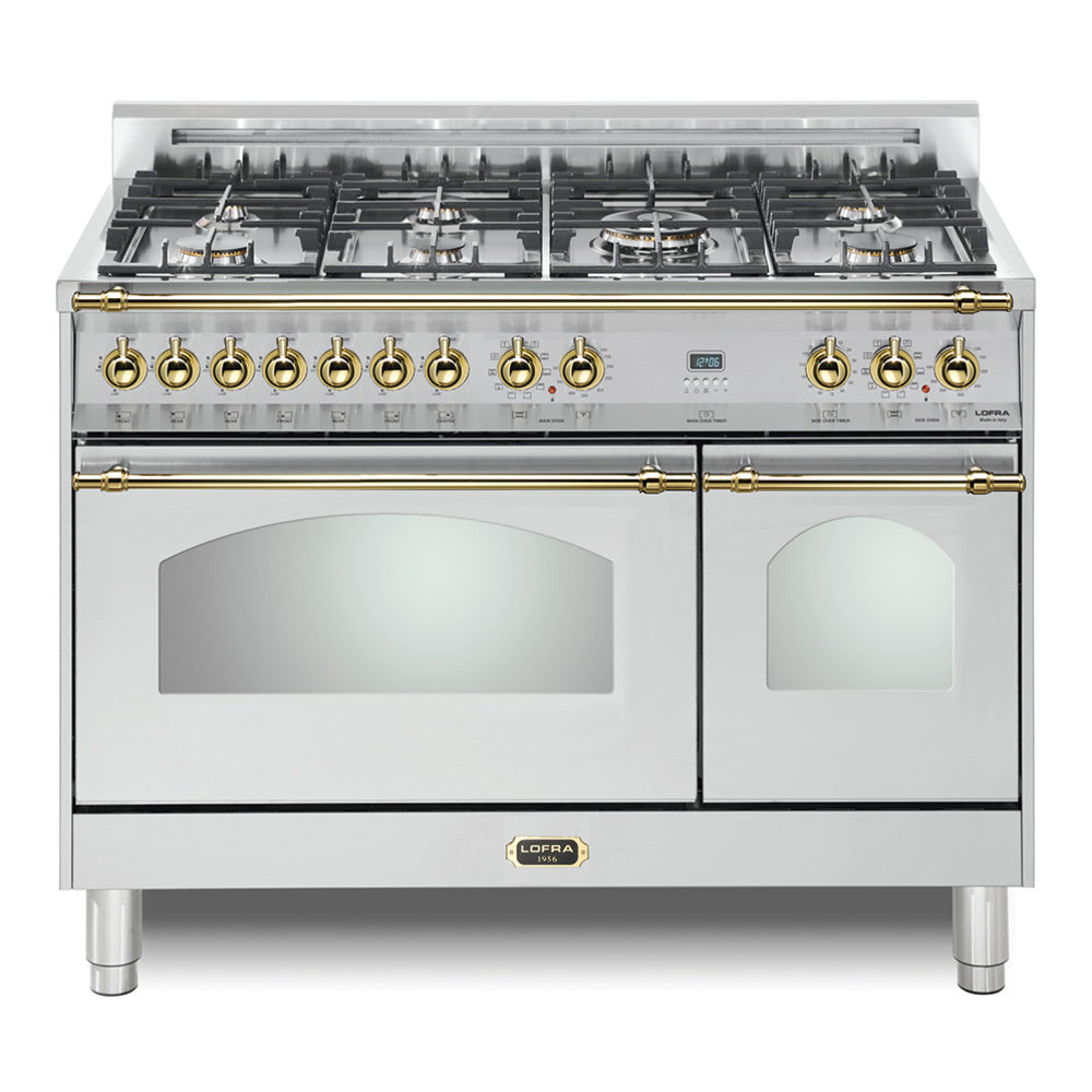 Lofra 48" Dolcevita Series Freestanding Dual Fuel Range with 7 Sealed Brass Burners, 4.27 cu. ft. Total Oven Capacity and True European Convection