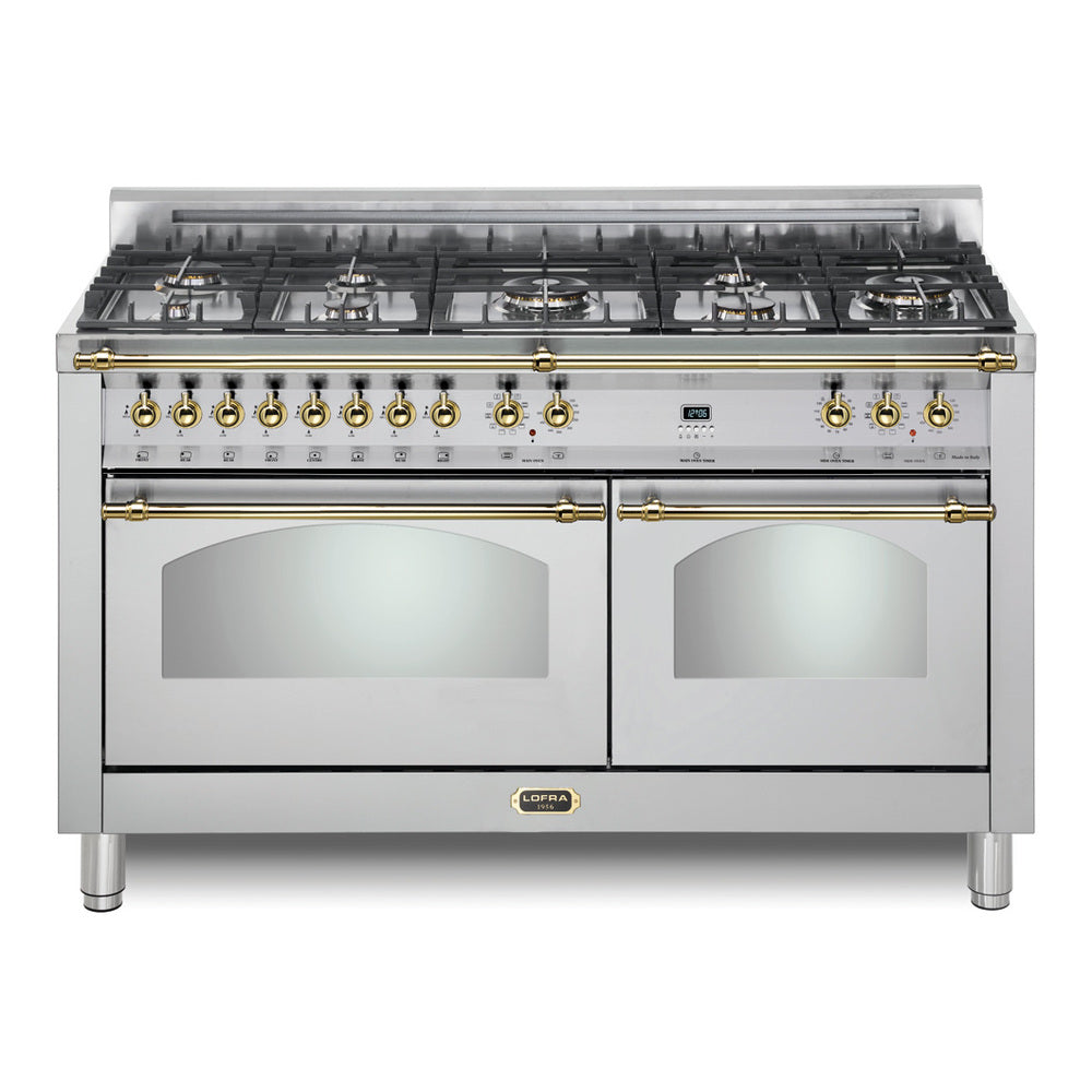 Lofra 60" Dolcevita Series Freestanding Dual Fuel Range with 8 Sealed Brass Burners, 4.92 cu. ft. Total Oven Capacity and True European Convection